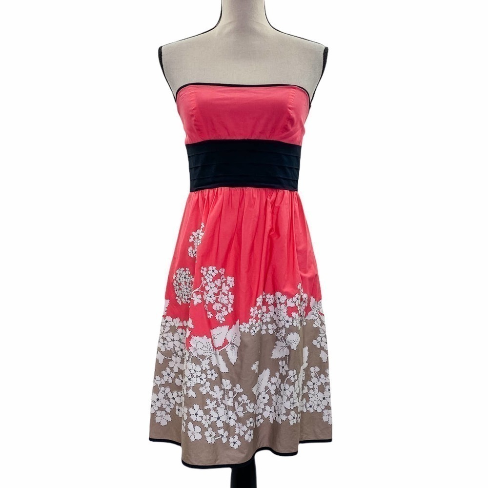 SPEECHLESS Pink Brown Floral Strapless Dress